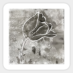 Delicate Tulip Flower Watercolor Black and White Print Sticker